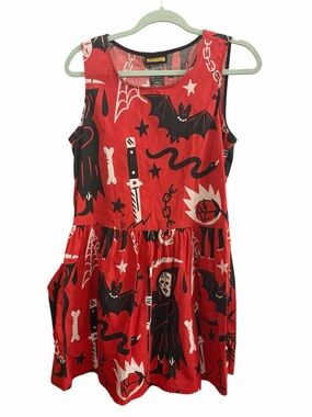 Nooworks Red Halloween Print Womens Dress